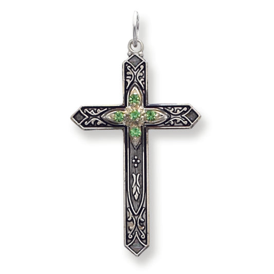 Sterling Silver August Birthstone Cross Pendant