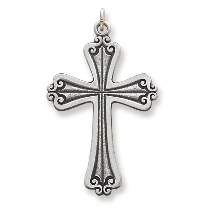 Sterling Silver Antiqued Cross Charm