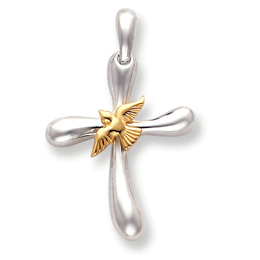 Sterling Silver & Vermeil Dove Cross Pendant