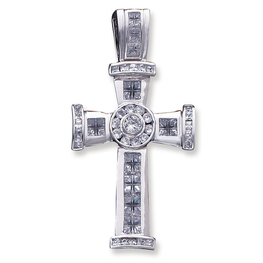 Sterling Silver CZ Cross Pendant