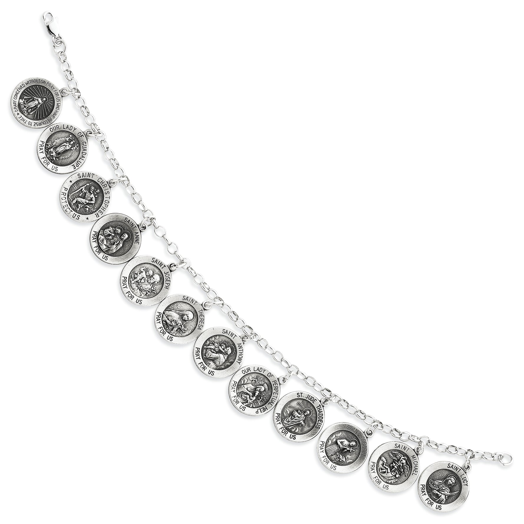 Sterling Silver 12 Saints Bracelet