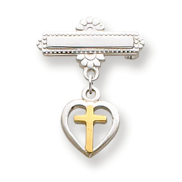 Sterling Silver & Vermeil Cross Pin