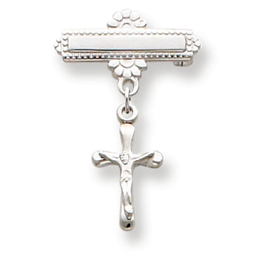 Sterling Silver Polished Crucifix Pin