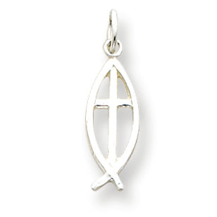 Sterling Silver Ichthus Fish Cross Charm