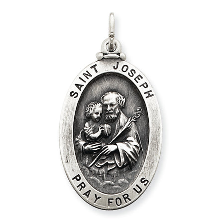 Sterling Silver Antiqued Saint Joseph Medal