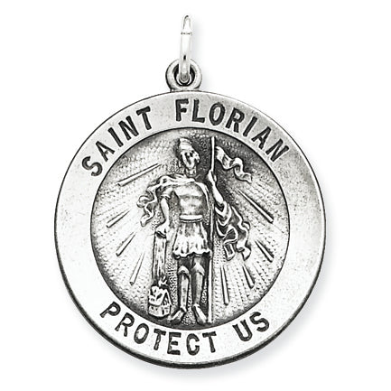 Sterling Silver Antiqued Saint Florian Medal