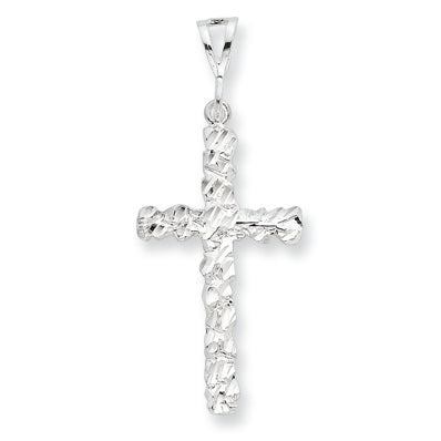 Sterling Silver Diamond -Cut Cross Pendant