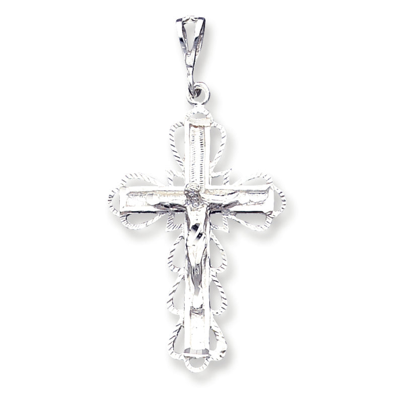 Sterling Silver Diamond-Cut Crucifix Pendant