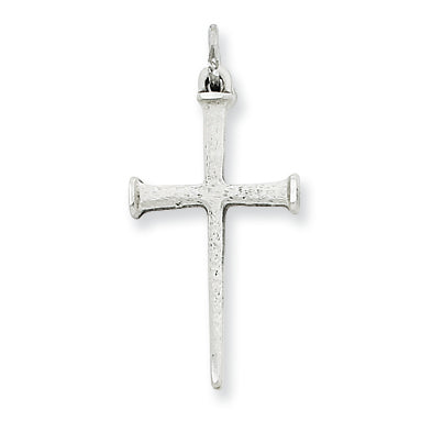 Sterling Silver Antiqued Nail Cross Pendant