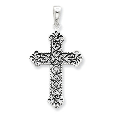 Sterling Silver Fleur de lis Cross Pendant