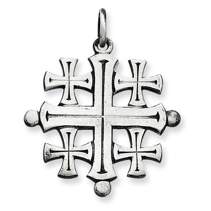 Sterling Silver Antiqued Jerusalem Cross Pendant
