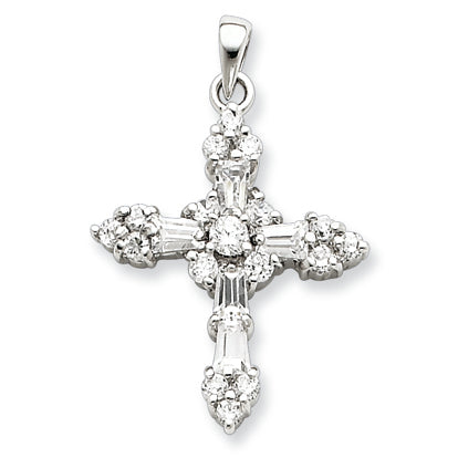 Sterling Silver CZ Cross Pendant