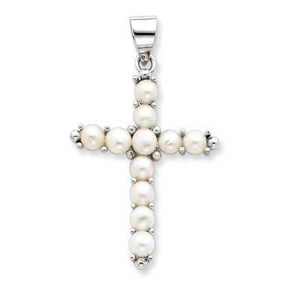 Sterling Silver Cultured Pearl Cross Pendant