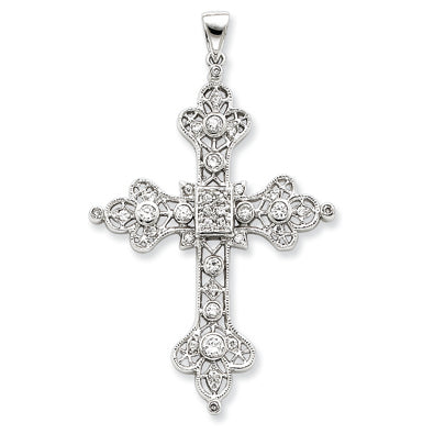 Sterling Silver CZ Filigree Cross Pendant