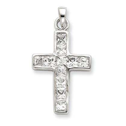 Sterling Silver CZ Latin Cross Pendant