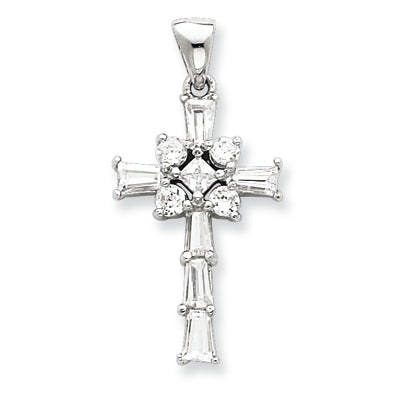 Sterling Silver CZ Latin Cross Pendant