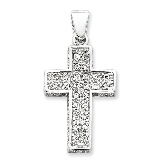 Sterling Silver CZ Latin Cross Pendant