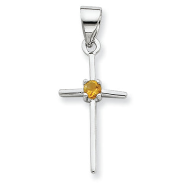 Sterling Silver Citrine Cross Pendant