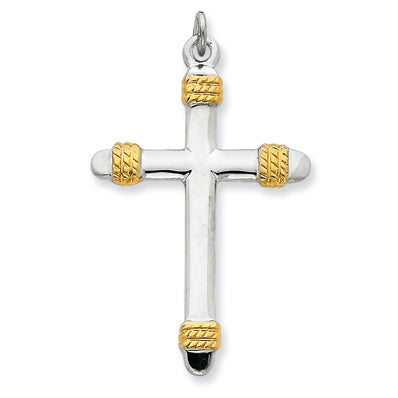 Sterling Silver & 18k Gold -plated Rope Cross Pendant