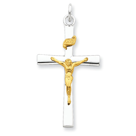 Sterling Silver & 18k Gold -plated Crucifix Pendant