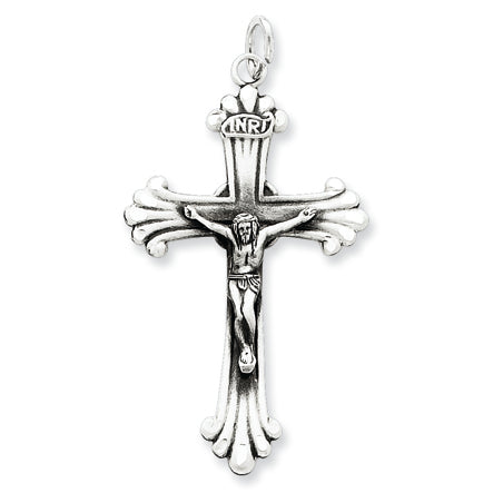 Sterling Silver Antiqued INRI Crucifix Pendant