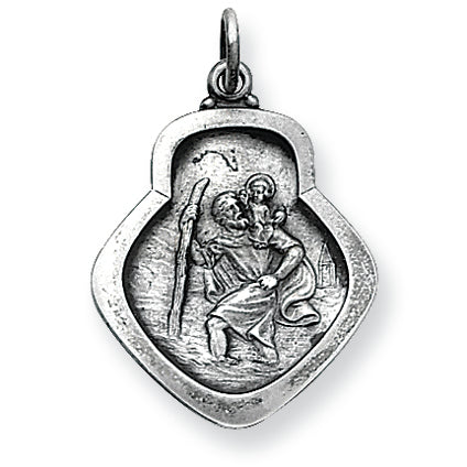 Sterling Silver Antiqued Saint Christopher Medal