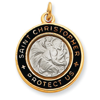 Sterling Silver & 18k plated Epoxy St. Christopher Charm