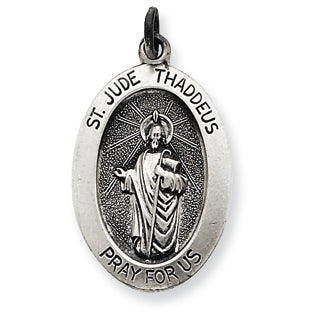 Sterling Silver Antiqued Saint Jude Thaddeus Medal