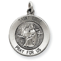 Sterling Silver Antiqued Saint Luke Medal