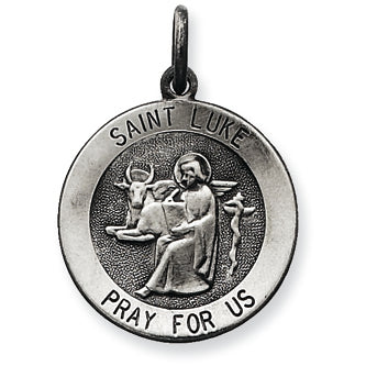 Sterling Silver Antiqued Saint Luke Medal