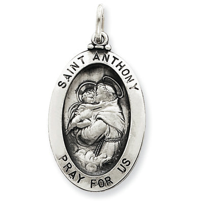 Sterling Silver Antiqued Saint Anthony Medal