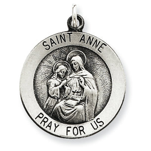 Sterling Silver Antiqued Saint Anne Medal