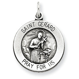 Sterling Silver Antiqued Saint Gerard Medal