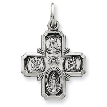 Sterling Silver Antiqued 4-way Medal