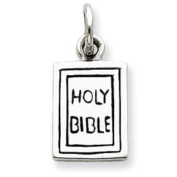 Sterling Silver Antiqued Holy Bible Charm