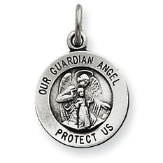 Sterling Silver Antiqued Guardian Angel Medal