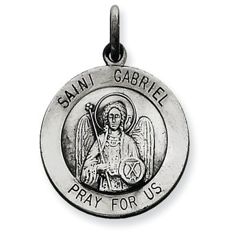 Sterling Silver Antiqued Saint Gabriel Medal