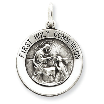 Sterling Silver Antiqued First Holy Communion Medal