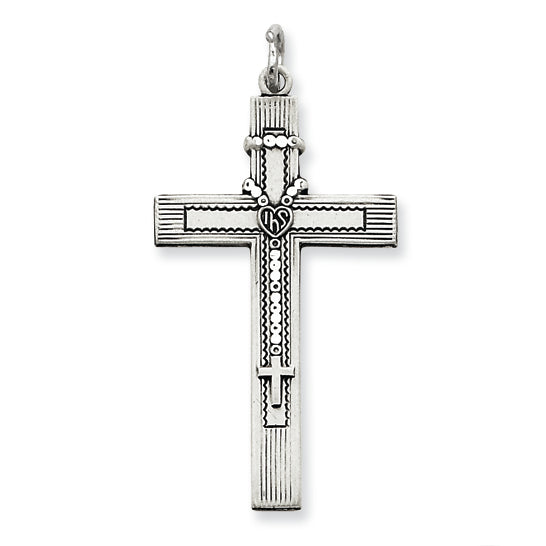 Sterling Silver Antiqued Rosary Cross Pendant