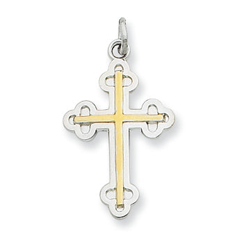 18k Gold -plated Sterling Silver Cross Charm