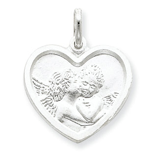 Sterling Silver Satin Angel Heart Charm