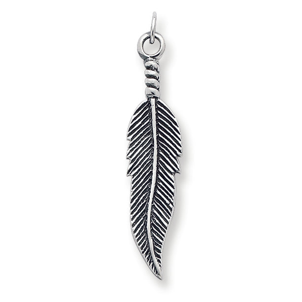 Sterling Silver Antiqued Feather Pendant