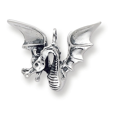 Sterling Silver Antiqued Dragon Pendant