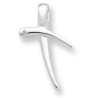 Sterling Silver Freeform Cross with Diamond accent Pendant