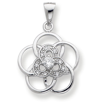 Sterling Silver CZ Flower Pendant