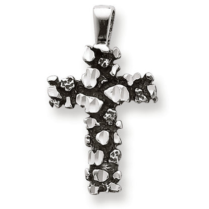 Sterling Silver Antiqued Nugget Style Cross Pendant