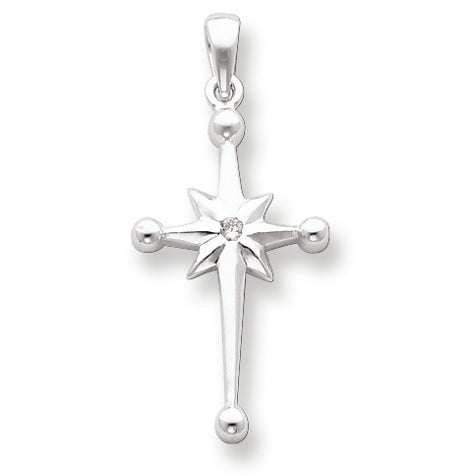 Sterling Silver White CZ Cross Pendant