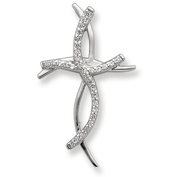 Sterling Silver CZ Cross Slide Pendant