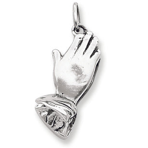 Sterling Silver Antiqued 3-D Praying Hands Charm