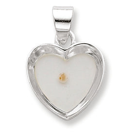 Sterling Silver Enameled with Mustard Seed Heart Pendant